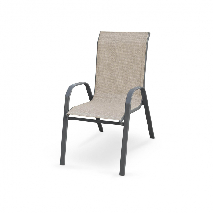 Set MOSLER, masa de gradina cu 6 scaune, gri inchis + bej, 150x90x72 cm [2]