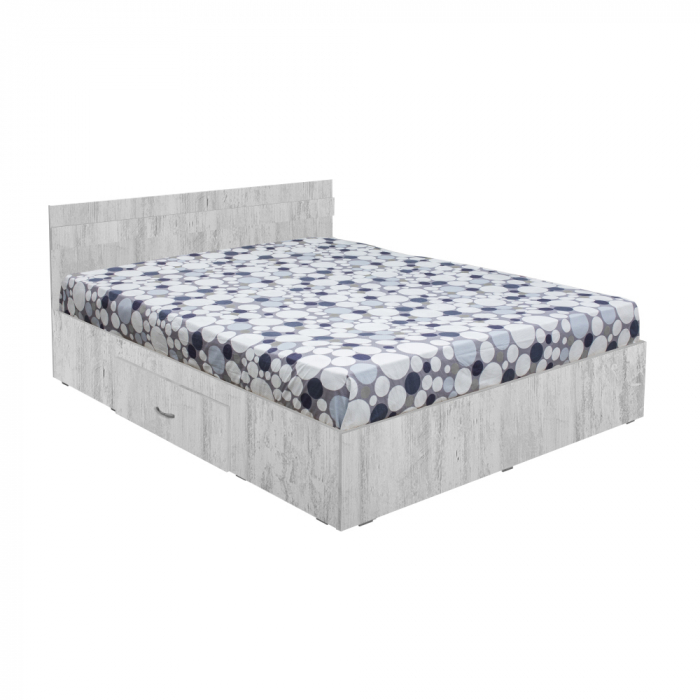 Set Pat Alma, cu sertar, pin antichizat + Saltea superortopedica, 160x200 cm - ExpoMob [2]