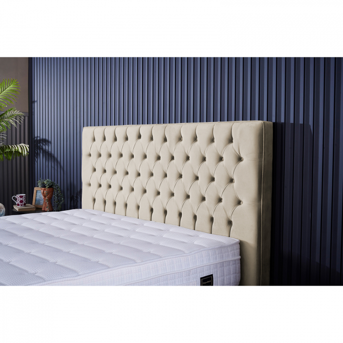 Set Pat tapitat CAMEL, 160x200 cm, lada depozitare, crem + Saltea CROWN, cu arcuri, 160X200 cm, H 27 cm - ExpoMob [5]