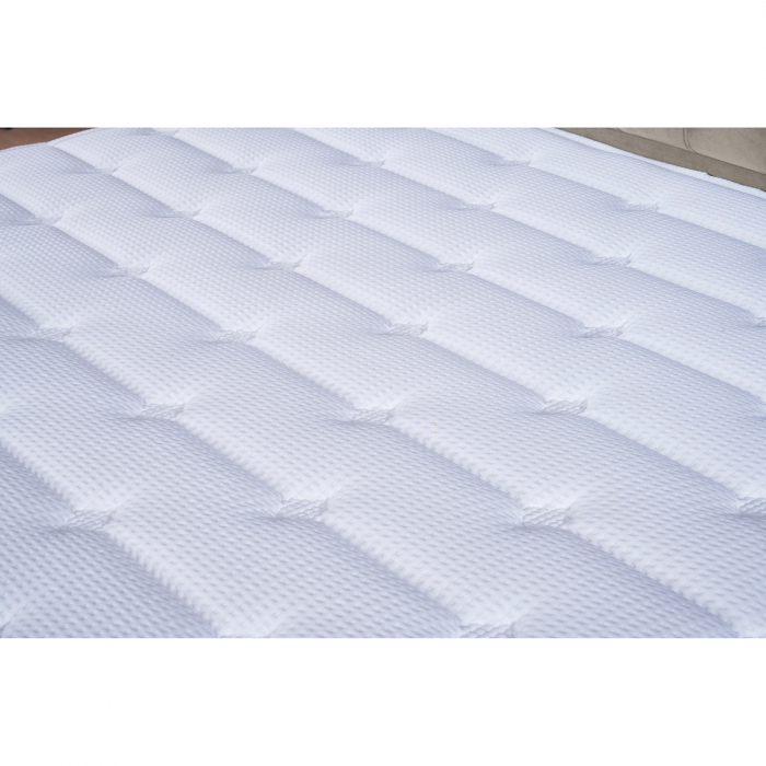 Set Pat tapitat CROWN, 160x200 cm, lada depozitare, bej + Saltea CROWN, cu arcuri, 160x200 cm, H 27 cm - ExpoMob [10]