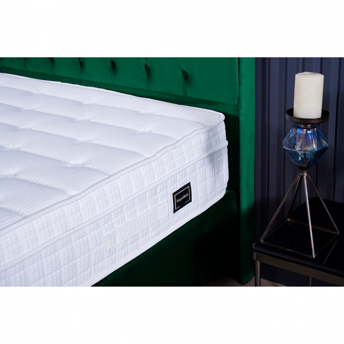 Set Pat tapitat CROWN, 140x200 cm, lada depozitare, verde + Saltea CROWN, cu arcuri, 140x200 cm, H 27 cm - ExpoMob [5]