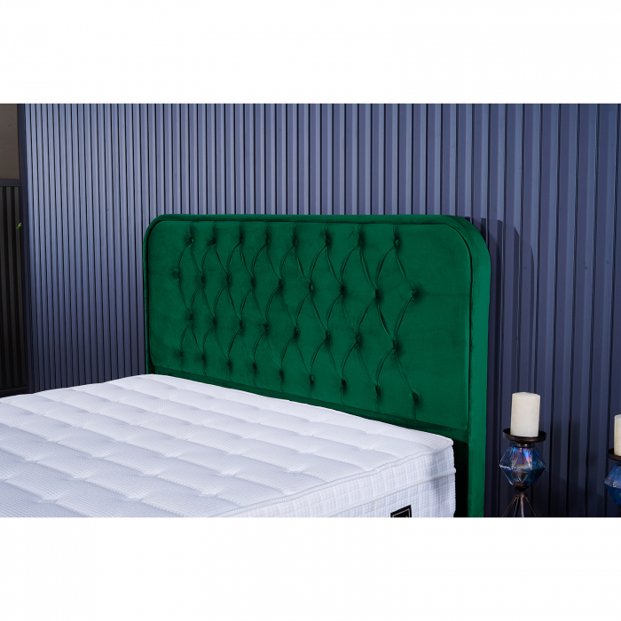 Set Pat tapitat CROWN, 140x200 cm, lada depozitare, verde + Saltea CROWN, cu arcuri, 140x200 cm, H 27 cm - ExpoMob [4]