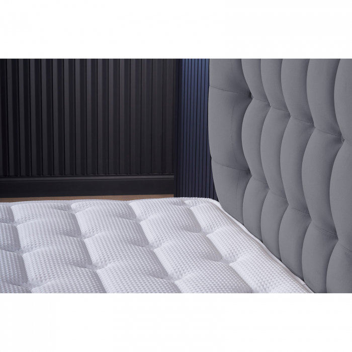 Set Pat tapitat TALIN, 160x200 cm, lada depozitare, gri deschis + Saltea CROWN, cu arcuri, 160x200 cm, H 27 cm - ExpoMob [4]