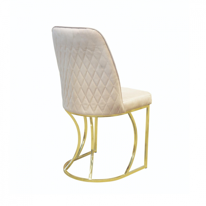 Set TIMARA, masa cu 6 scaune, ovala, 6 persoane, marmura + auriu + bej, 160x80 cm - ExpoMob [4]