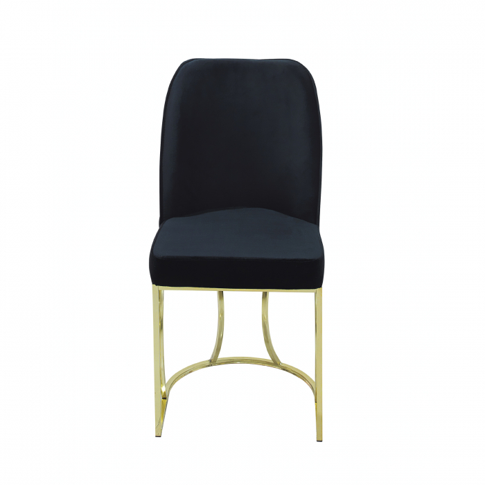 Set TIMARA, masa cu 6 scaune, ovala, 6 persoane, marmura luanda + auriu + negru, 160x80 cm [4]