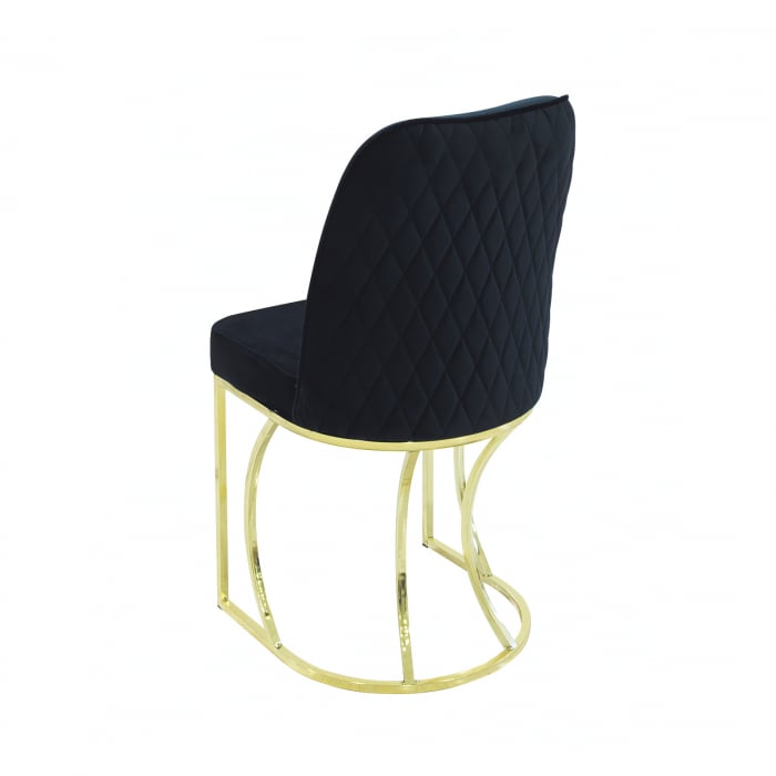Set TIMARA, masa cu 6 scaune, ovala, 6 persoane, marmura luanda + auriu + negru, 160x80 cm [6]