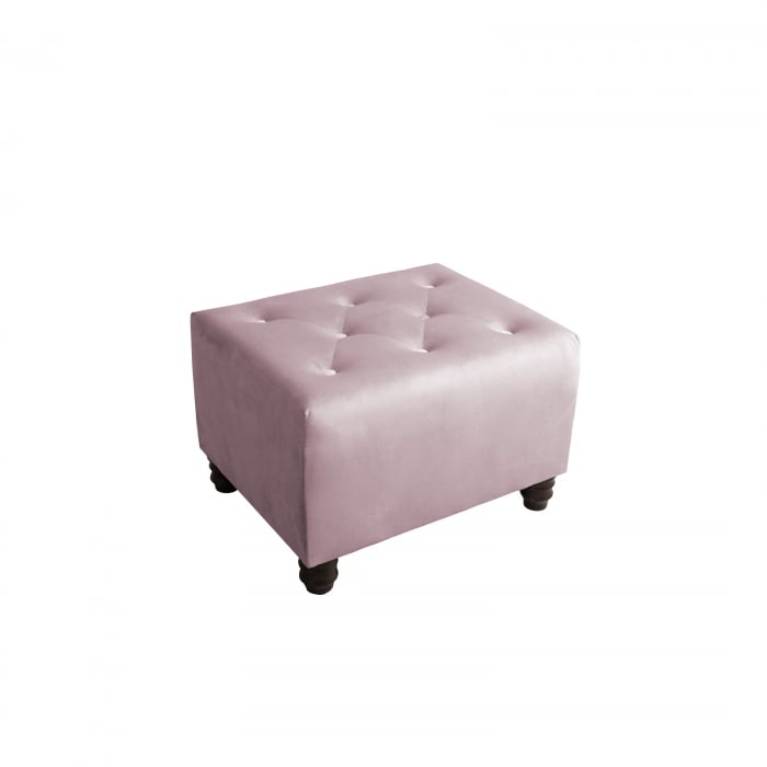 Taburet CHESTERFIELD, cu arcuri, roz, 57x45x40 cm