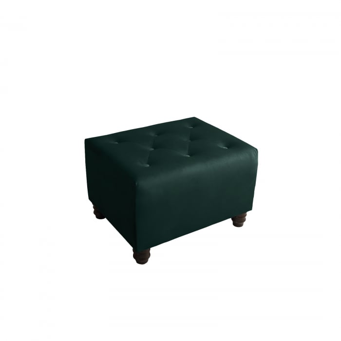 Taburet CHESTERFIELD, cu arcuri, verde, 57x45x40 cm