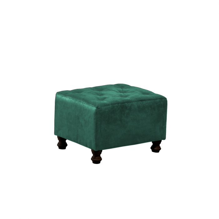 Taburet CHESTERFIELD, cu arcuri, verde, 57x45x40 cm