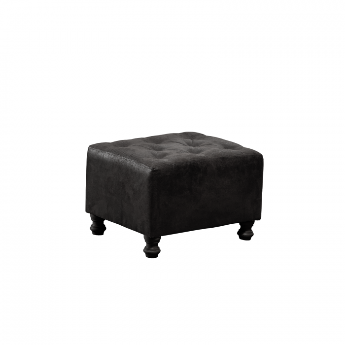 Taburet CHESTERFIELD, cu arcuri, negru, 57x45x40 cm