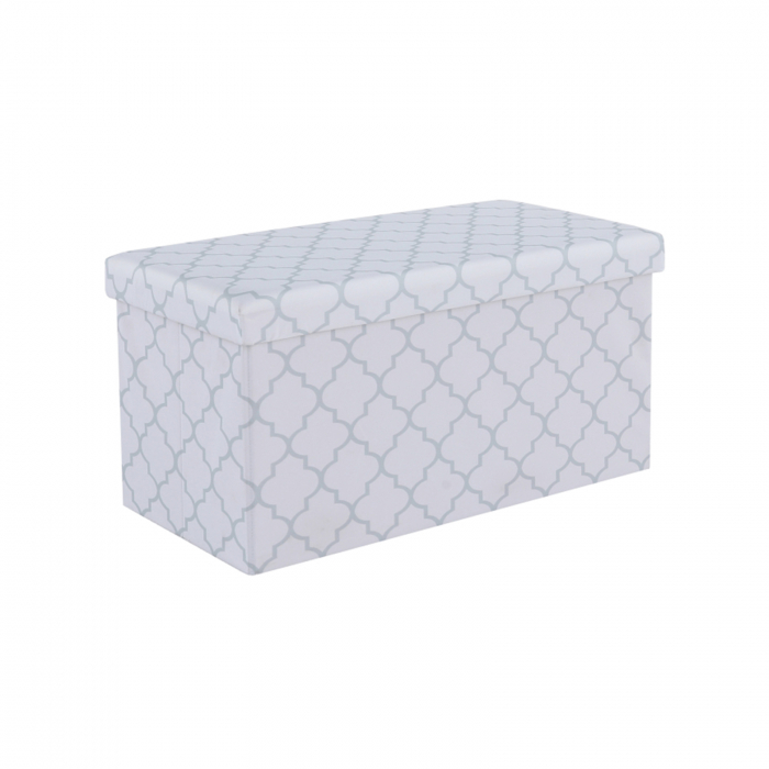 Taburet pliabil KABALA, material textil alb/gri, 76x38x37,5 cm - ExpoMob [1]