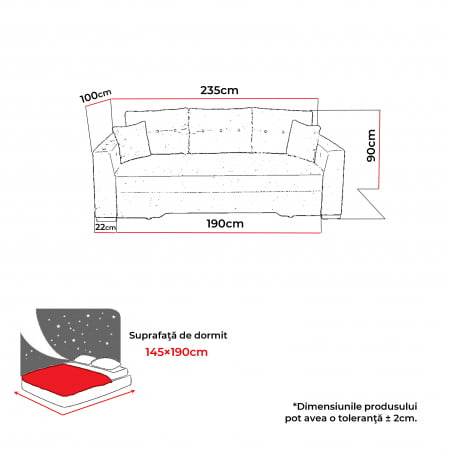 Canapea AMSTERDAM extensibila, 3 locuri, cu arcuri si lada depozitare, 235x1090x90 cm - ExpoMob [6]