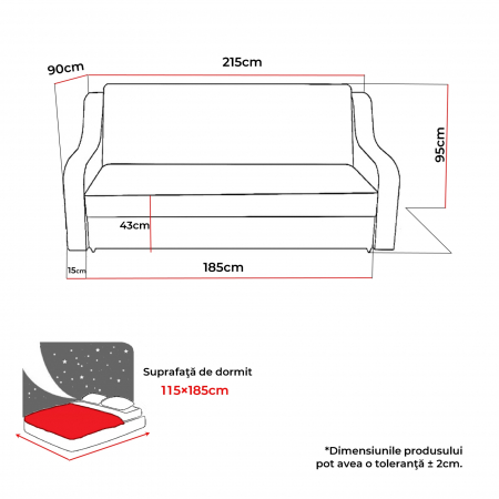 Canapea VALY extensibila, 3 locuri, cu lada depozitare, 215x90x95 cm [4]