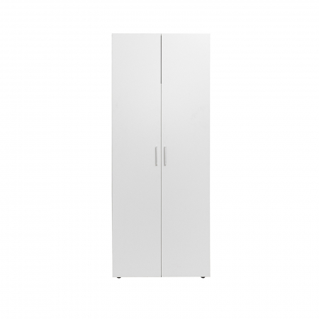 Dulap ALMA 2 usi, 5 rafturi, bara de haine, alb, 80x52x203 cm