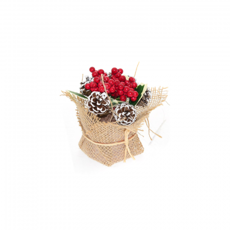 Ghiveci din iuta cu flori decorative, 10x10x14 cm