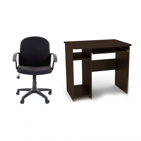 Set birou PC SKM-12, wenge, 82x60x74 cm  si scaun birou directorial CALIPSO, negru, 50x48x92/102 cm - ExpoMob [0]