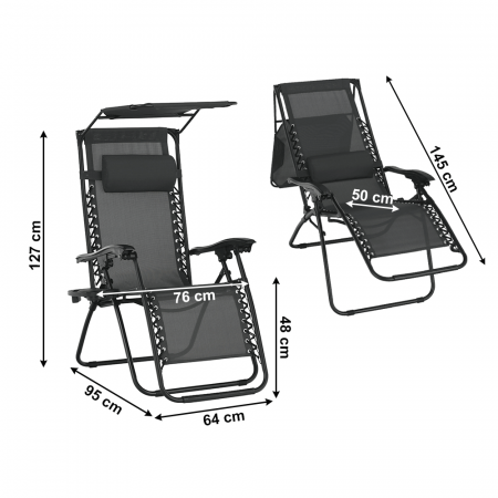 Set de 2 scaune reglabile de gradina, gri, KASPIAN - ExpoMob [3]