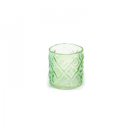 Suport candela / lumanare IN VETRO, verde transparent, 8x9 cm