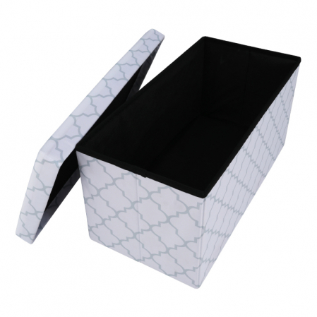 Taburet pliabil KABALA, material textil alb/gri, 76x38x37,5 cm - ExpoMob [6]
