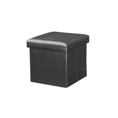 Taburet pliabil TELA NEW, cu spaţiu depozitare, negru, 40x40x37 cm