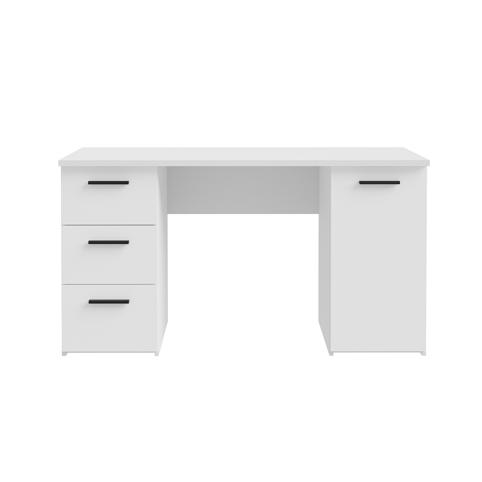 Birou ANIS, cu usa si 3 sertare, alb, 138x60x75 cm Alb