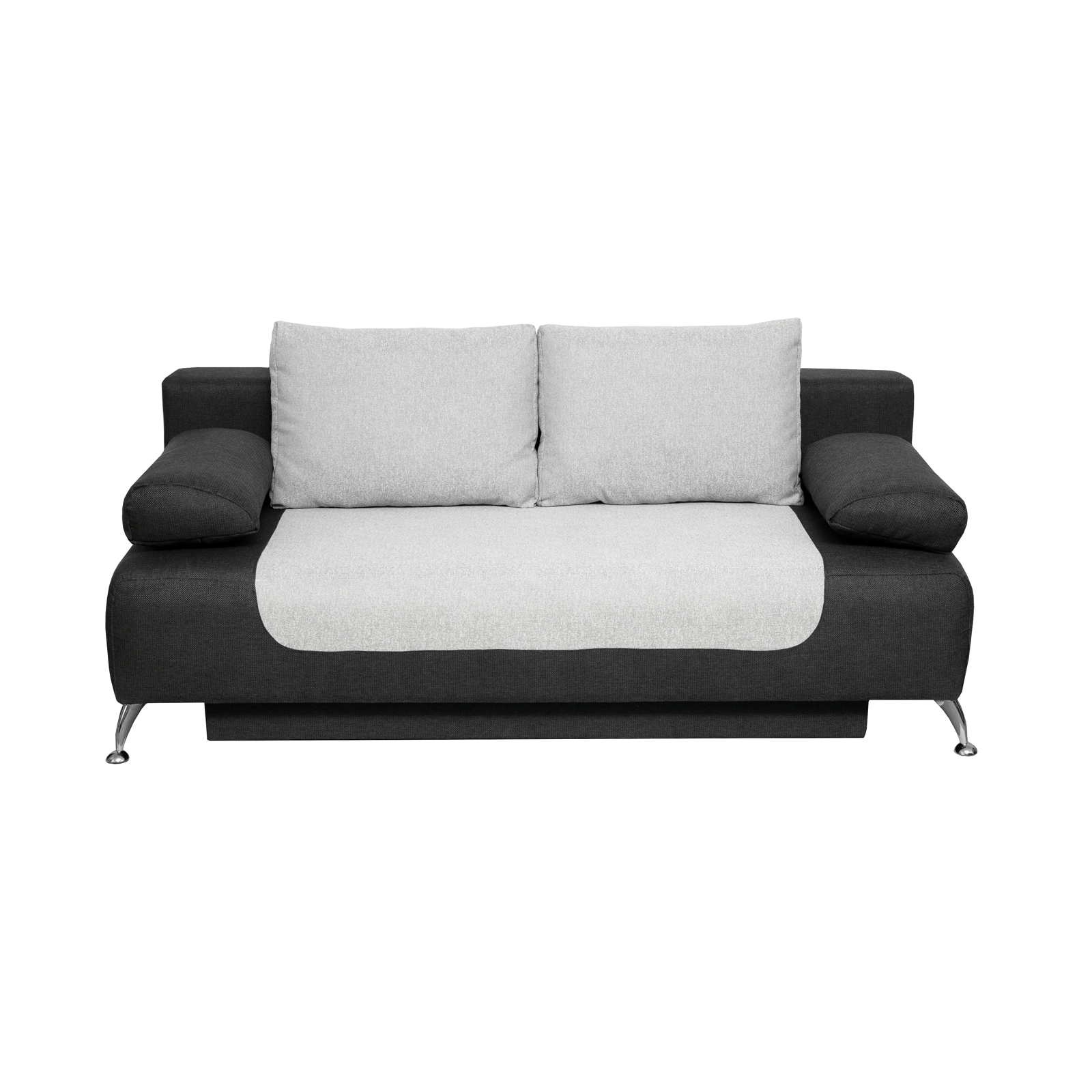 Canapea DARIA extensibila, 3 locuri, cu arcuri si lada depozitare, gri + gri deschis, 195x98x74 cm Brate, Spatar: Stofa gri (Soro 96) + sezut, Perne: