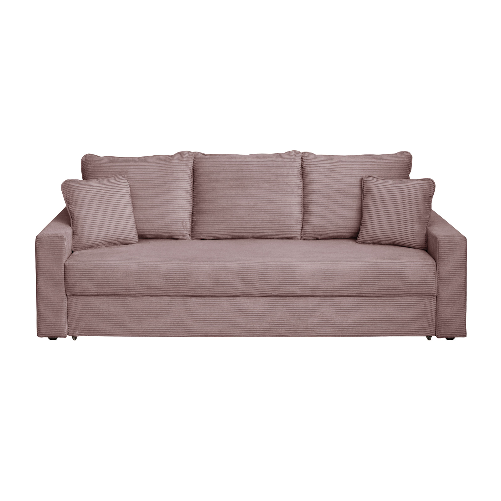 Canapea NICO II LUX extensibila, 3 locuri, cu arcuri si lada depozitare, roz pudra, 220x85x75 cm Brate, sezut, Spatar, Perne: Stofa roz pudra (Poso