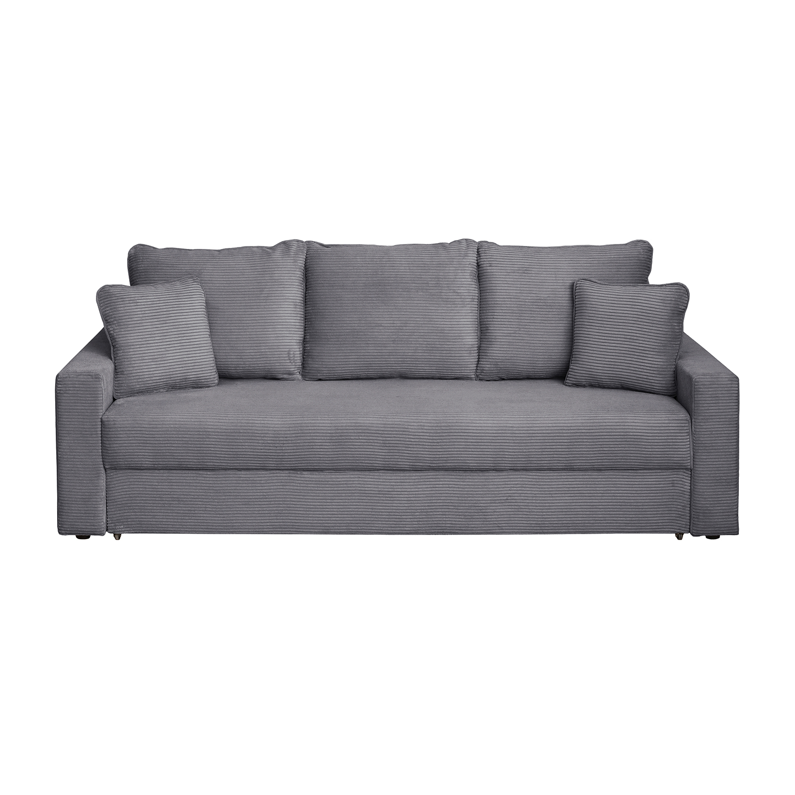 Canapea NICO II LUX extensibila, 3 locuri, cu arcuri si lada depozitare, gri inchis, 220x85x75 cm Brate, sezut, Spatar, Perne: Stofa gri inchis (Poso