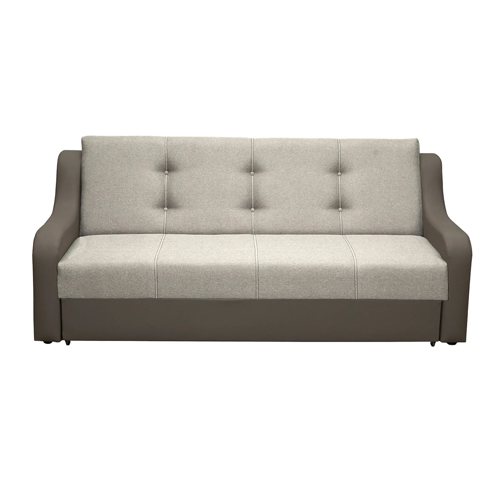 Canapea VALY II extensibila, 3 locuri, cu lada depozitare, maro + bej, 215x90x95 cm Brațe: Stofă maro + Șezut, Spătar: Stofă bej