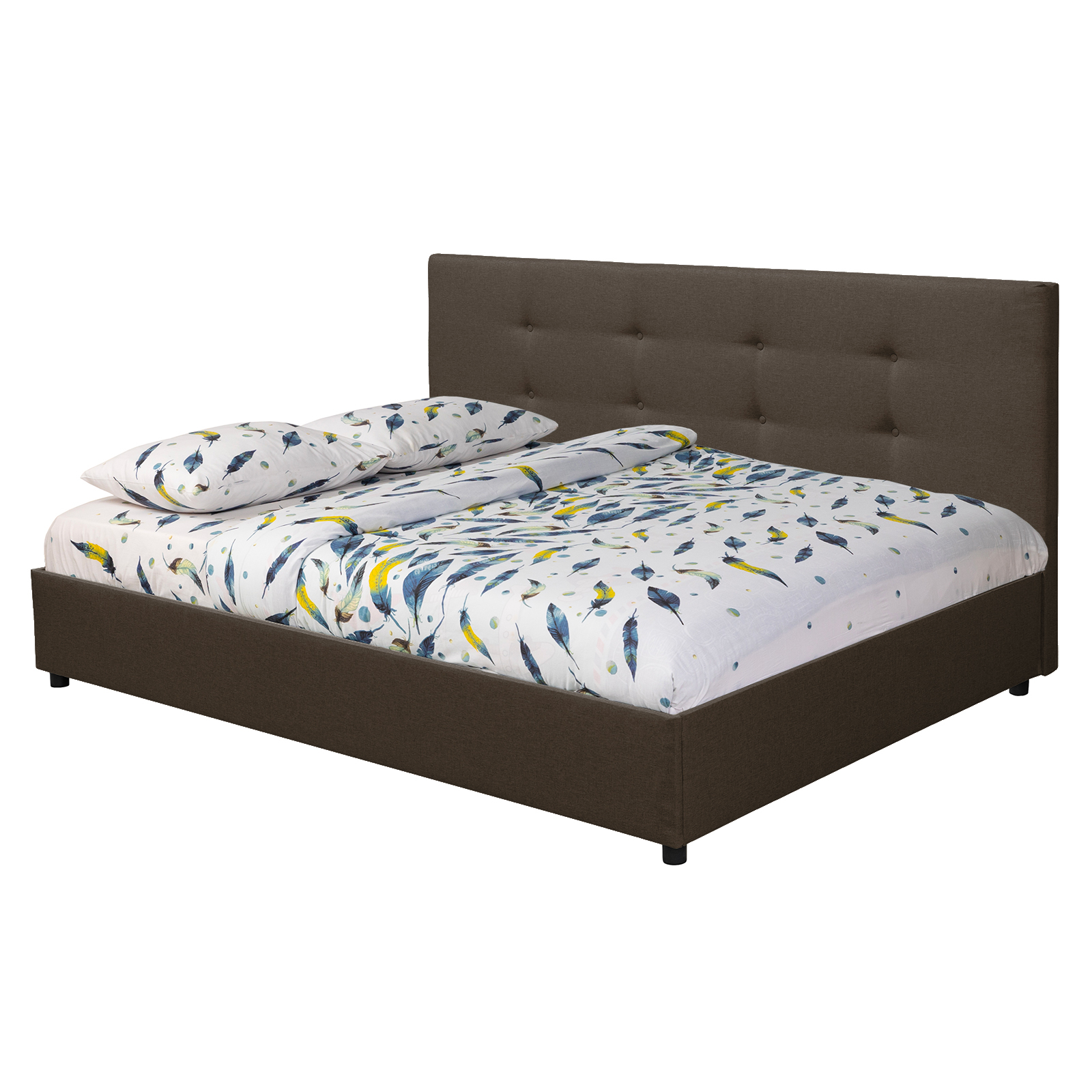 Pat tapitat ECONO L200, 140x200 cm, maro inchis Stofa maro inchis (Twist 08)