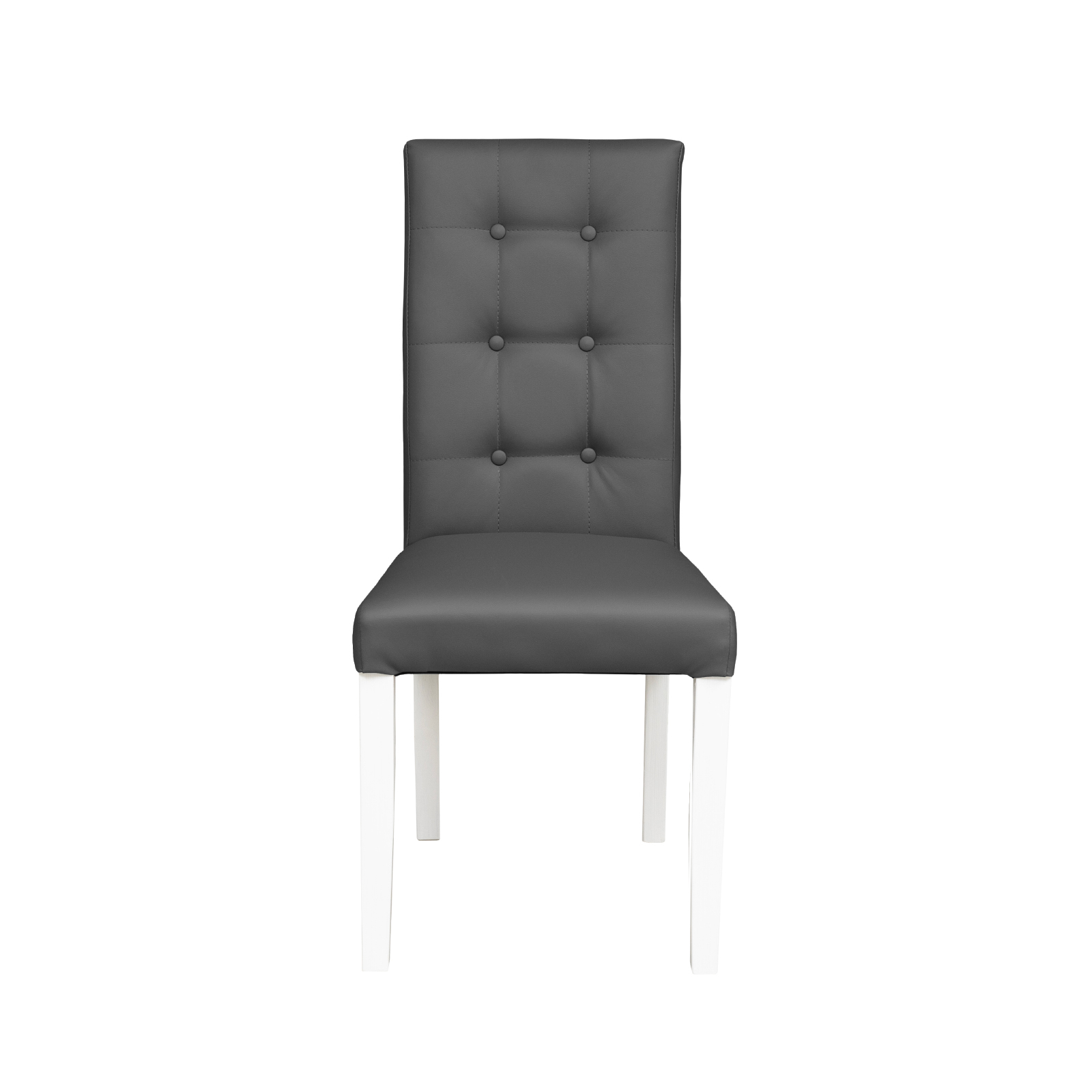 Scaun living TEO LUX, picioare lemn alb, piele ecologica gri, 46x60x98 cm Lemn alb + piele ecologica gri (Cayenne 1119)