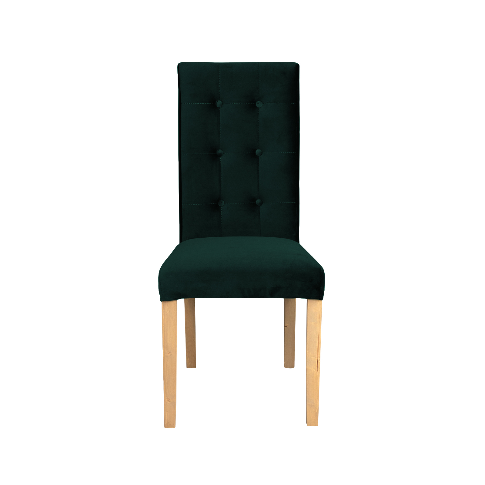 Scaun living TEO LUX, picioare lemn natur, stofa verde smarald, 46x60x98 cm Lemn natur + stofa verde smarald (Riviera 38)
