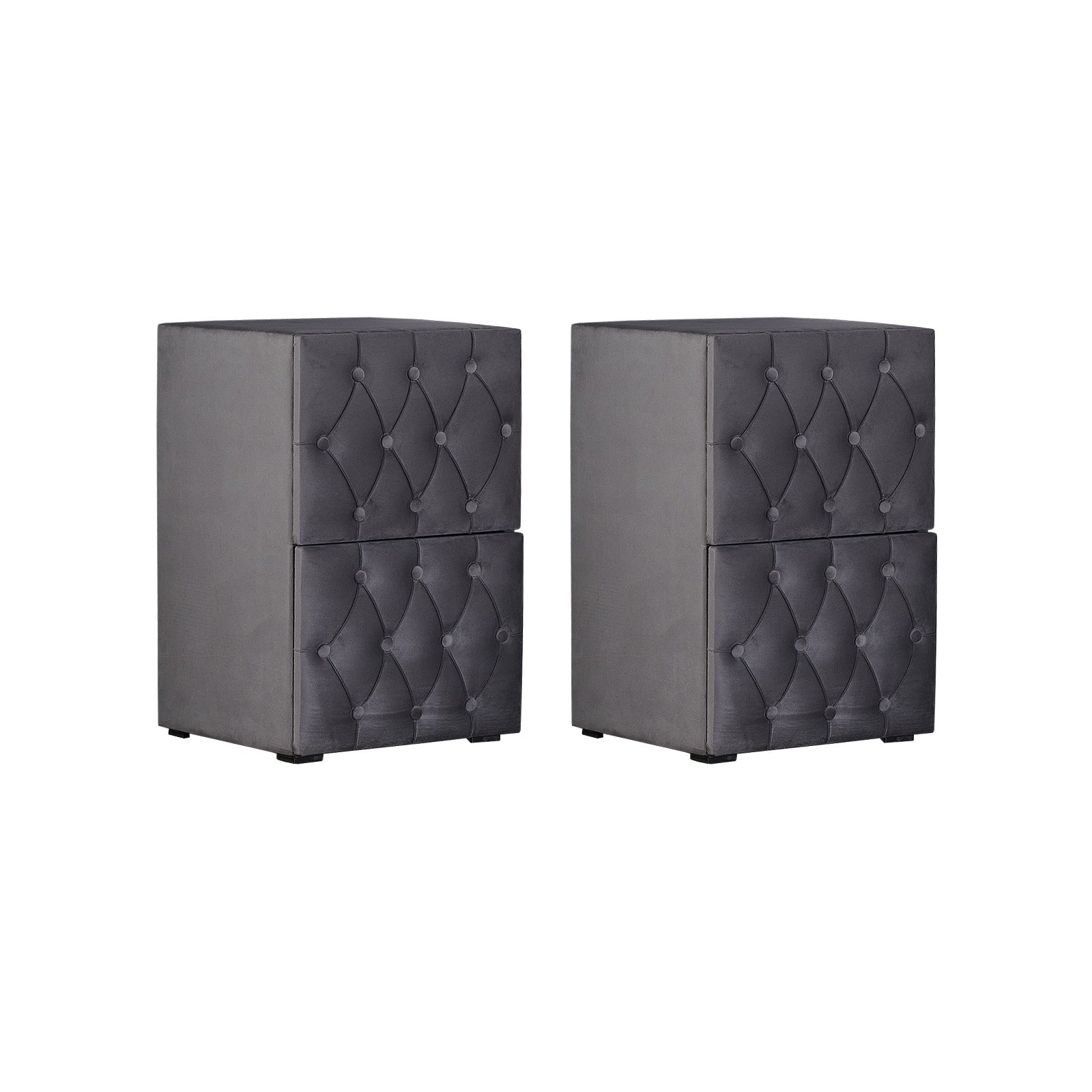 Set 2 Noptiere ROSE cu 2 sertare, stofa gri
