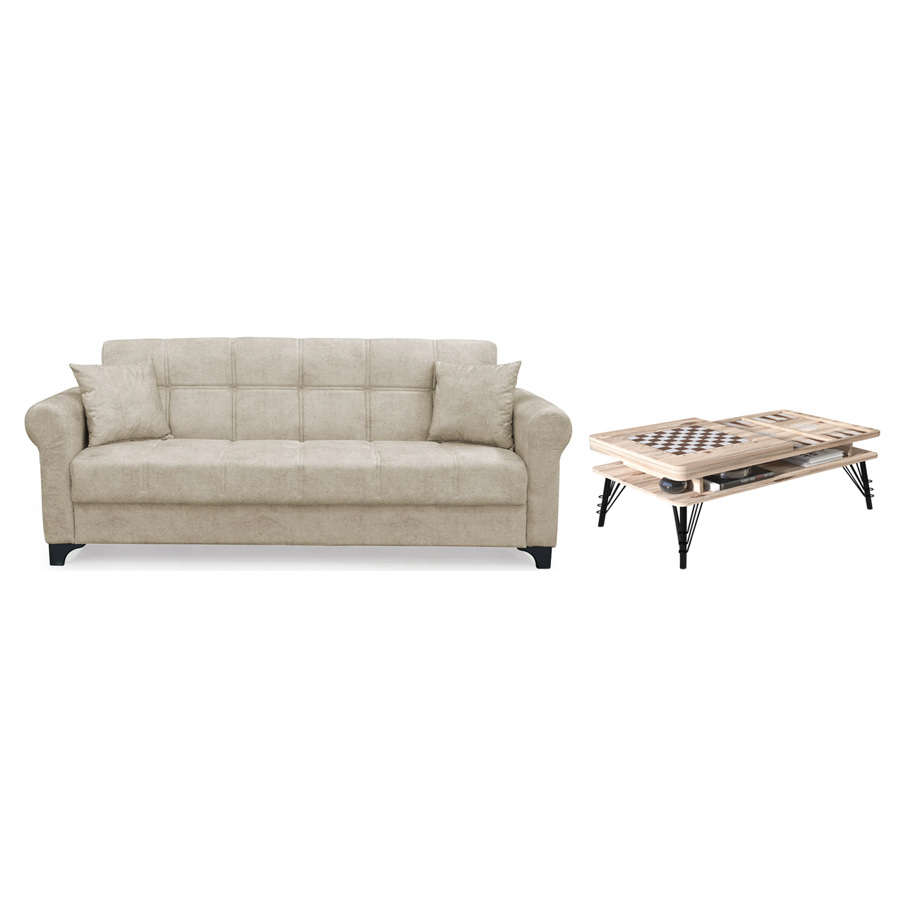 Set Canapea SALLY extensibila si masuta cafea TABLE, bej