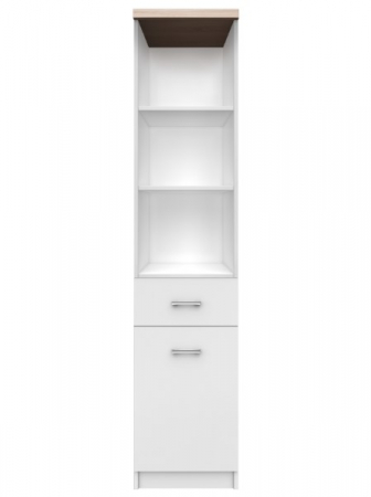 Biblioteca deschisa TOP MIX, 1 usa, 1 sertar, alb, 40x33x183 cm