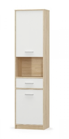 Biblioteca TIPS, 2 usi, 1 sertar, stejar sonoma + alb, 50,2x34,3x195,5 cm