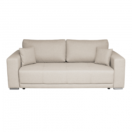 Canapea BERNA B extensibila, 3 locuri, cu arcuri si lada depozitare, bej, 238x108x77 cm