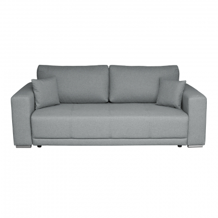 Canapea BERNA B extensibila, 3 locuri, cu arcuri si lada depozitare, gri deschis, 238x108x77 cm