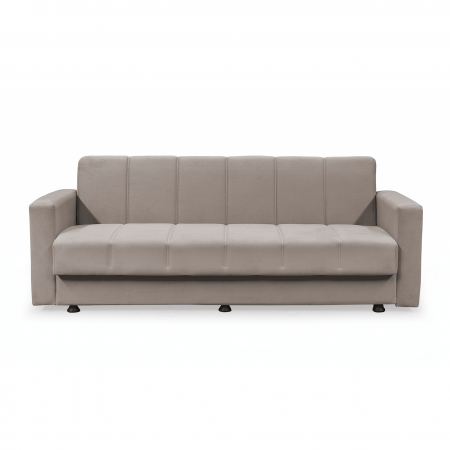 Canapea extensibila MARBELLA ONE, 3 locuri, cu arcuri si lada depozitare, bej, 214x73x80 cm