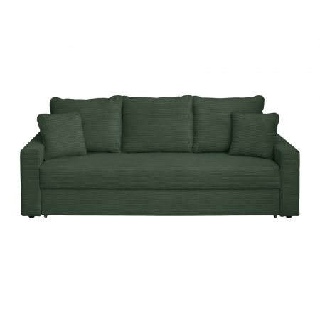 Canapea NICO II LUX extensibila, 3 locuri, cu arcuri si lada depozitare, verde smarald, 220x85x75 cm