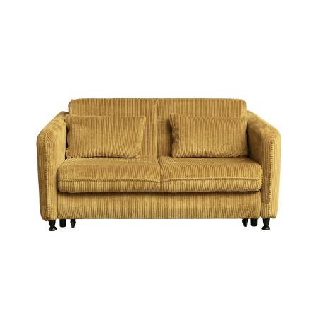 Canapea RAVIT extensibila, 3 locuri, cu arcuri si lada depozitare, galben mustar, 173x122x88 cm