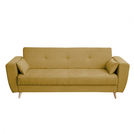 Canapea SIENA extensibila, 3 locuri, cu arcuri si lada depozitare, galben, 230x87x92 cm
