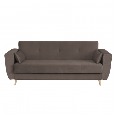 Canapea SIENA I extensibila, 3 locuri, cu arcuri si lada depozitare, maro, 225x85x95 cm