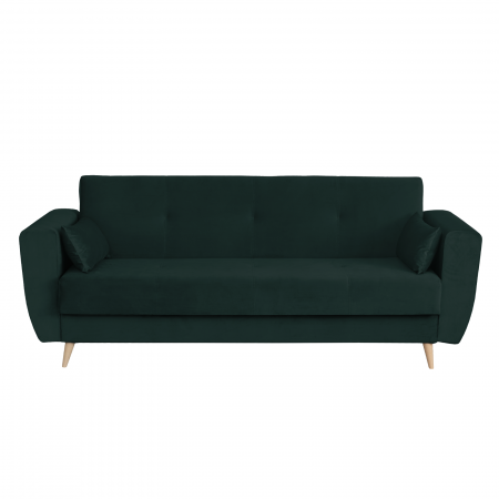 Canapea SIENA I extensibila, 3 locuri, cu arcuri si lada depozitare, verde smarald, 225x85x95 cm