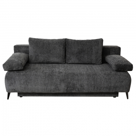 Canapea TIME NEW extensibila, 3 locuri, cu arcuri si lada depozitare, gri inchis, 200x100x90 cm
