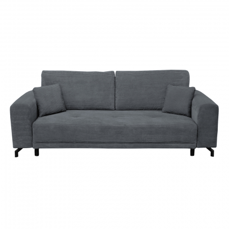 Canapea VEGA extensibila, 3 locuri, cu arcuri si lada depozitare, gri inchis, 240x111x72 cm