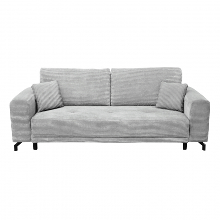 Canapea VEGA extensibila, 3 locuri, cu arcuri si lada depozitare, gri deschis, 240x111x72 cm
