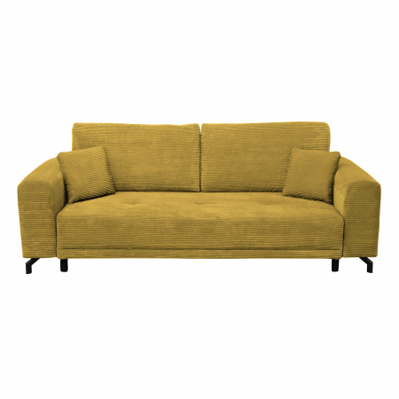 Canapea VEGA extensibila, 3 locuri, cu arcuri si lada depozitare, mustar, 240x111x72 cm