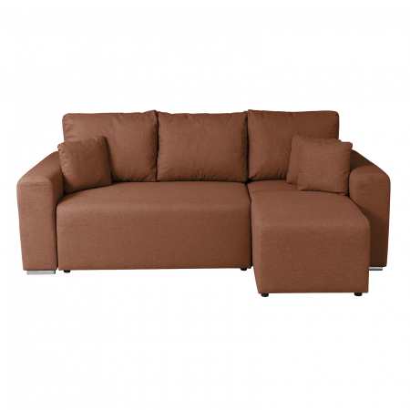 Coltar/Canapea BEGA B extensibil, cu arcuri si lada depozitare, colt interschimbabil, caramiziu, 240x153x80 cm