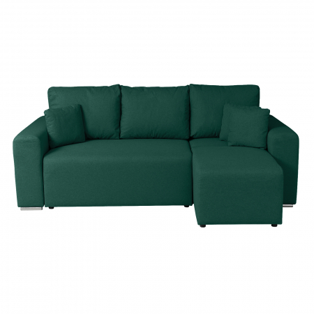 Coltar/Canapea BEGA B extensibil, cu arcuri si lada depozitare, colt interschimbabil, verde inchis, 240x153x80 cm